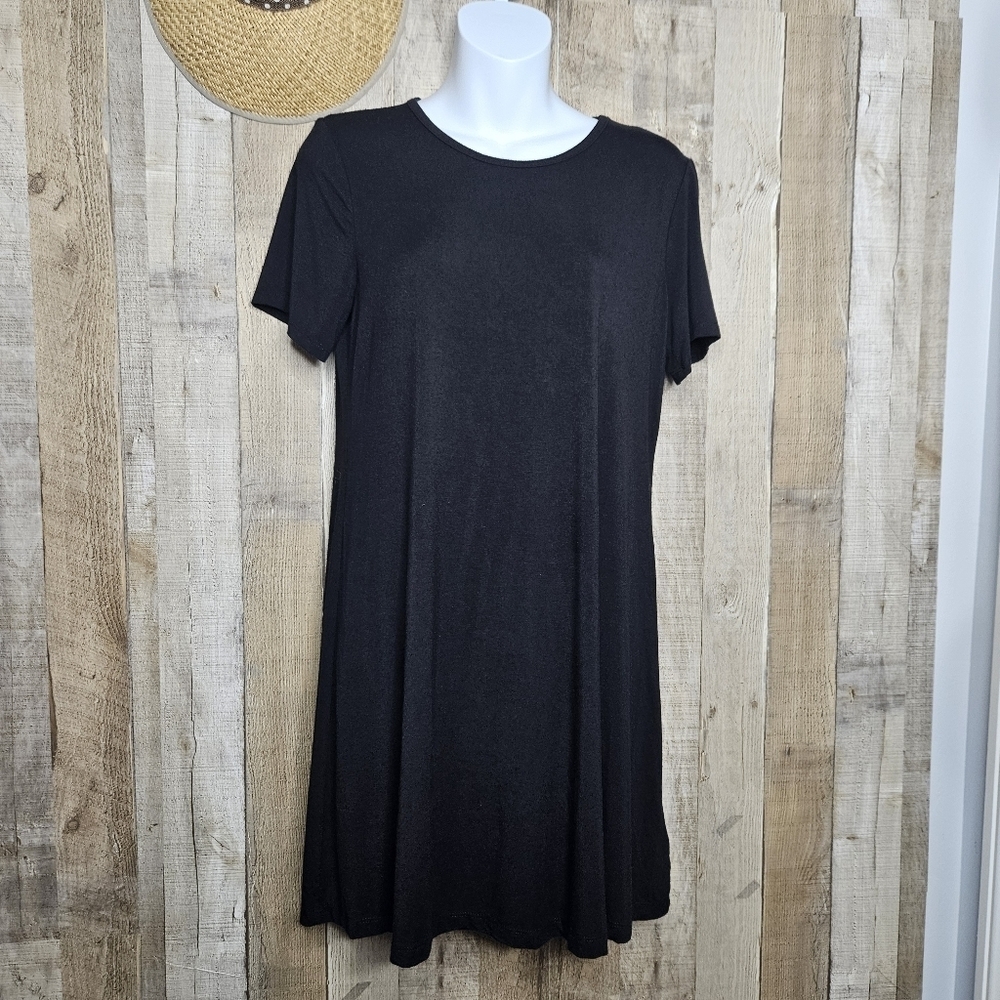 Rohb by Joyce Azria Cannes Short Sleeve Crew Neck Pullover Black Dress Sze Small - Picture 1 of 8
